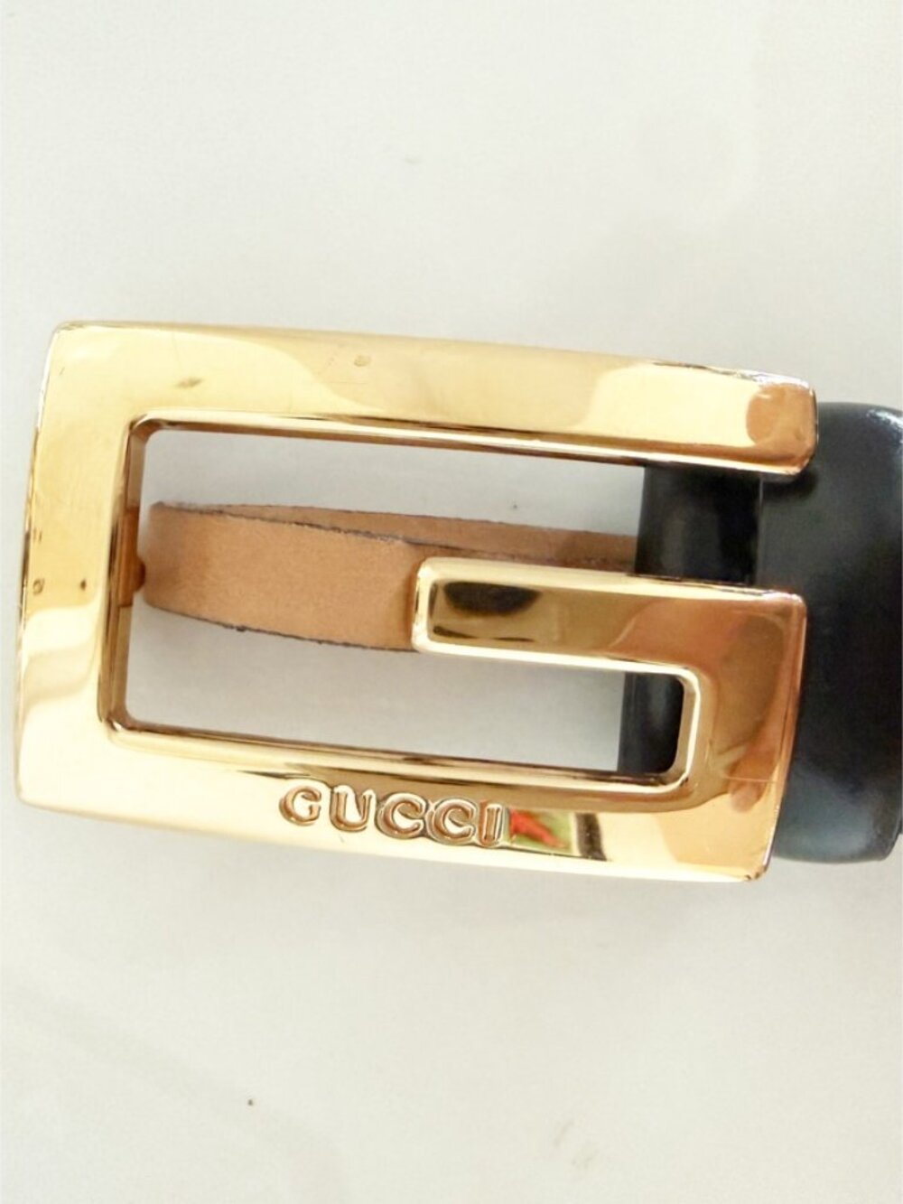 Gucci Leather Black Belt Gold Buckle Classic S - Picture 3 of 6